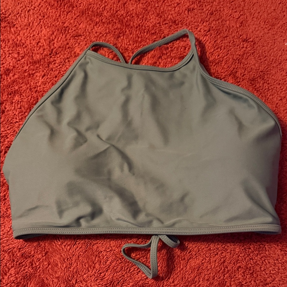 aerie High Neck Swim Top - Gray